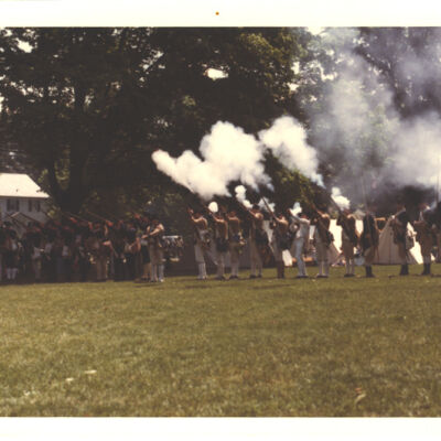 bicentennialcelebration:soldiers on village green