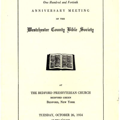 Program for the 140th Anniversary meeting of the Westchester County Bible Society