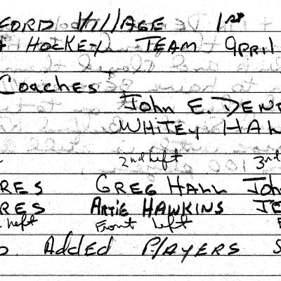 Bedford Village Youth Ice Hockey Team, list of players