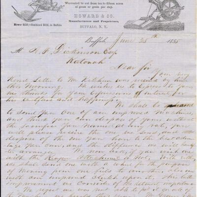 Letter from Howard & Co. to A.F. Dickinson acknowledging order for Ketchums Mower