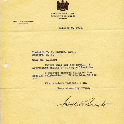 Letter from FDR to T.T.P. Luquer, 1930