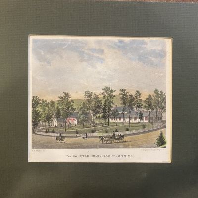 Engraving of The Halstead Homestead at Bedford New York