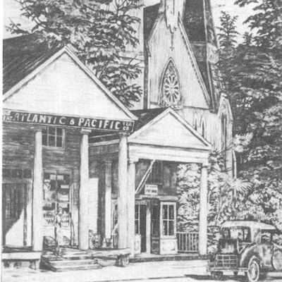 drawing of Lounsbery Bld as A&P and Post Office