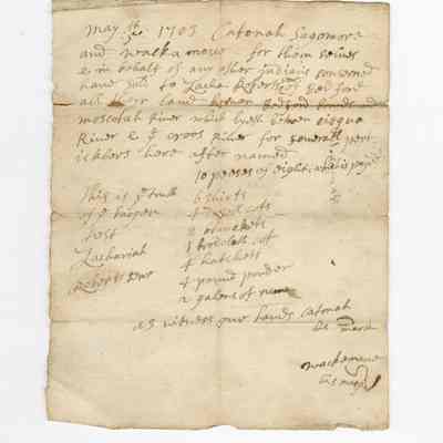 Deed of Sale to Zachariah Roberts, 1703
