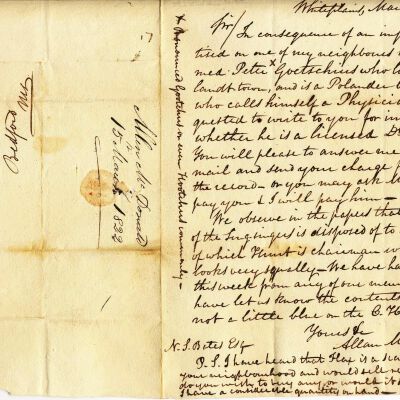 Letter from Allan MacDonald to Nehemiah S. Bates