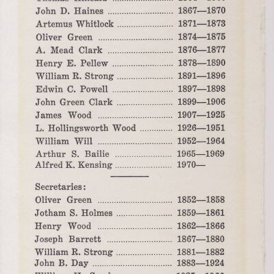Bedford Farmers' Club 1852-1970. List of Officers of the Club. Seems to have a page or two missing.