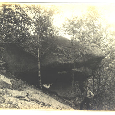 Turtle Rock with man in front