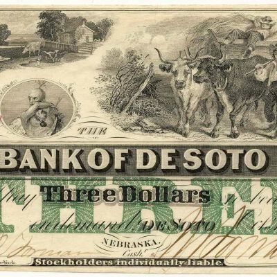 Bank of DeSoto $3 Bank Note, 1863