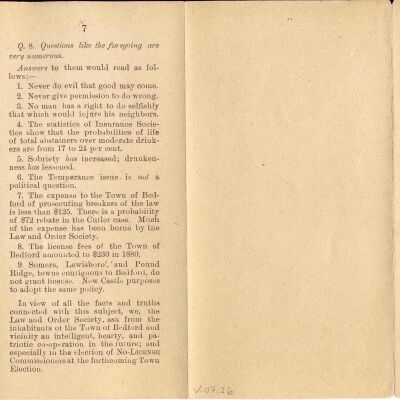 Address of the Law and Order Society to the Inhabitants of the Town of Bedford and Vicinity