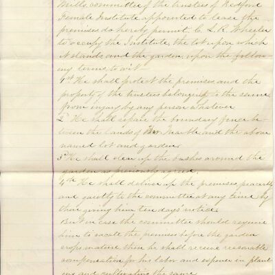 Lease of the Bedford Female Institute to L.R. Wheeler, 1880