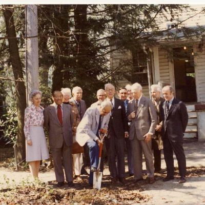 Building the addition on the Post Office, 1976
