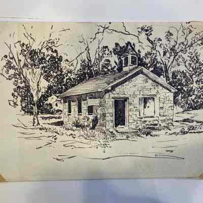 Drawing of Stone Jug School House