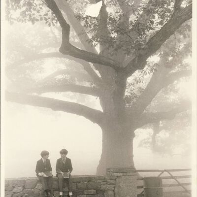 Billy and Fritz Mitchell waiting for the bus to the Harvey School
