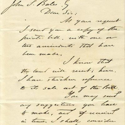 Letter from Wm. Caulson (?) to John S. Bates