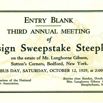 Entry Blank for Ensign Sweepstake Steeplechases, 1929