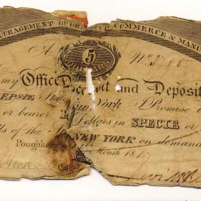 Poughkeepsie $5 Bank Note, 1817