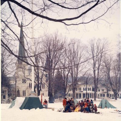 Boy Scouts camping on Village Green