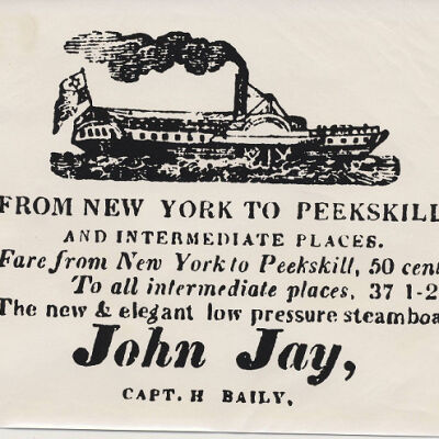 Copy of a newspaper advertisement (6/29/1830) for a steamboat from New York fo Peekskil.