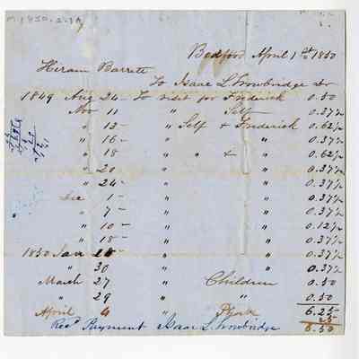 Receipt Isaac L. Trowbridge to Hiram Barrett