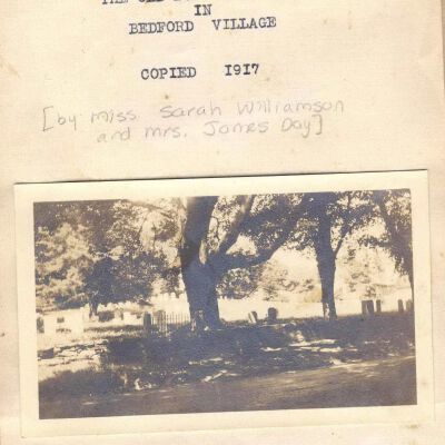 Old Burying Ground Inscriptions, 1917 manuscript