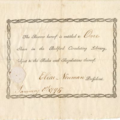 Indenture of Bedford Library to Elias Newman