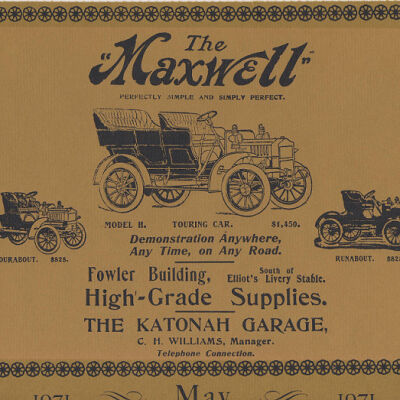 Copy of newspaper ad for "The Maxwell" (cars). On yellow paper