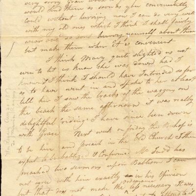 Letter from William Rogers to his sister, Maria Rogers, dated Aug. 30, 1817
