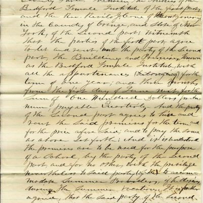Copy of Lease related to Bedford Female Institute, 1875
