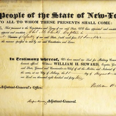 Commission as Captain for Abel M. Clark in the State Militia