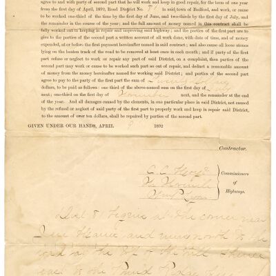 Contract between P H Lewis and Commissioners of Highways