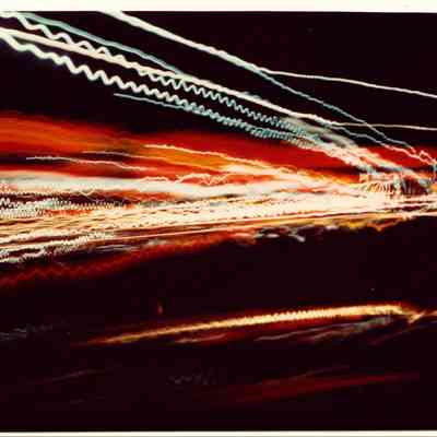 "Light Painting" - St. Charles scene taken as a time exposure through the windshield of a car on the New Trail West.