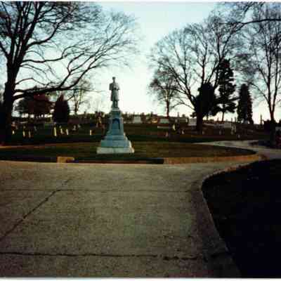 "Civil War Monument" looking up from gate, April 10-11, 1989