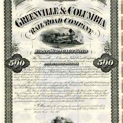 First Mortgage Bond for the Greenville & Columbia Railroad Company