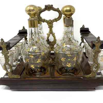 Decanters, stand, and cordial glasses
1972.136.1A-D, 1972.136.2A-G, 1972.136.3
