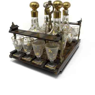Decanters, tray, and cordial glasses (1972.136.1A-D, 1972.136.2A-G, 1972.136.3)