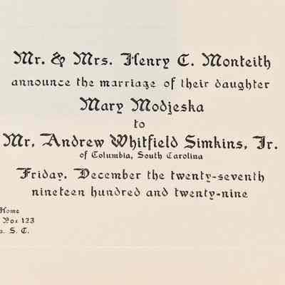 Monteith-Simkins Wedding Announcement (Loan)