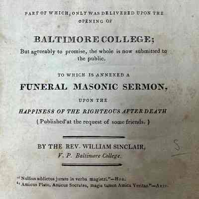An Address, Part of Which, Only was Deleivered Upon the Opening of Baltimore College (1812)