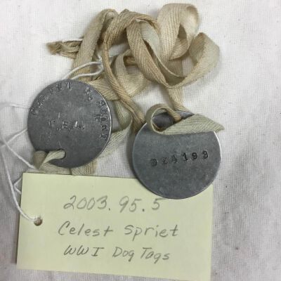 Celest Spriet WWI Dog Tags