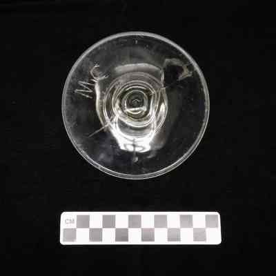 Glass goblet with Initials Scratched in Base