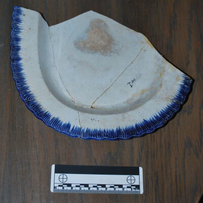 Blue Shell-Edged Pearlware Platter with Joseph Heath Mark