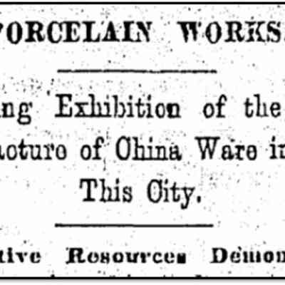 Daily Picayune (1883) headline for the Porcelain Works Company, opened at 326 Carondelet Walk from 1883-1884. Lucien Gex was listed as superintendent, and later advertised his ware at 253 Carondelet Walk.