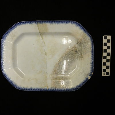 Blue Shell-Edged Whiteware Platter