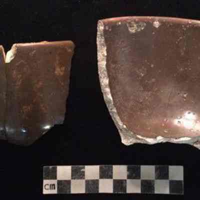 Brown "dipt" ware, somewhat unusual given the white-bodied refined earthenware paste of the vessel.