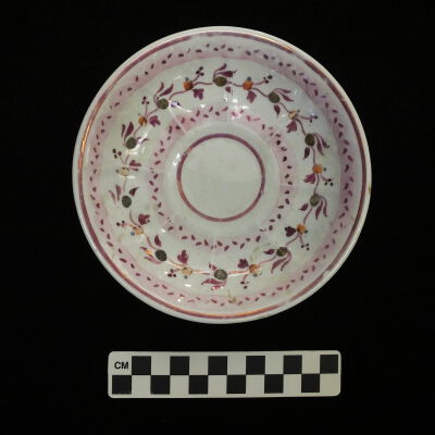 Soft Paste Porcelain Saucer with Pink Luster Decoration