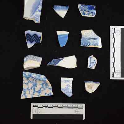 Various Blue Ceramic Shards