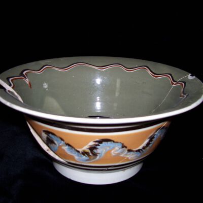 Basin: Slip Trailed and Cable on Pearl-Glazed Whiteware