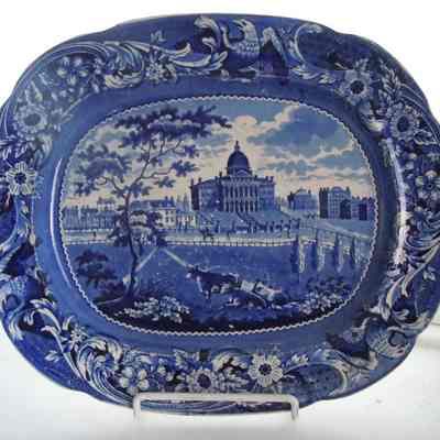 Joseph Stubbs, platter (Boston State House), Longport, England, 1822-34
