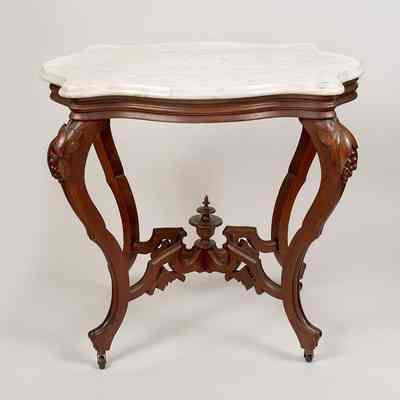 Attributed to Samuel Dockum, Marble-topped Table, 1850s