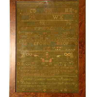 Lucretia Tarlton, sampler, 1807