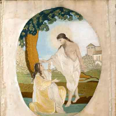 Needlework picture (Jesus and Mary Magdalene), 1876-90